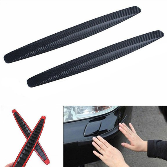 SPRING PARK 2Pcs Carbon Fiber Texture Car SUV Bumper Edge Guard Strip Anti-rub Protector