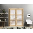 thumbnail image 3 of Sliding French Double Pocket Doors 72 x 84 inches | Lucia 2552 Oak | Kit Trims Rail Hardware | Solid Wood Interior Bedroom Sturdy Doors, 3 of 6