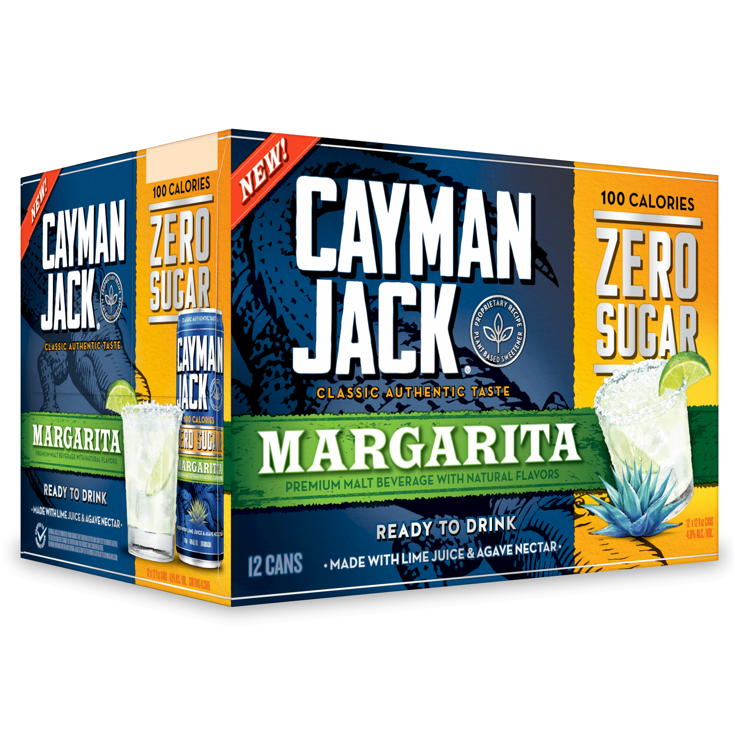 Cayman Jack Zero Sugar Margarita, 12 Pack, 12 fl oz Cans, 4.8 ABV