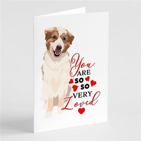 Australian Shepherd Red and White #1 so Loved Greeting Cards and Envelopes Pack of 8 7 in x 5 in