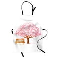 thumbnail image 1 of Nature Apron, Watercolor Blooming Cherry Tree in the Park with Wooden Bench Floral Art Print, Unisex Kitchen Bib with Adjustable Neck for Cooking Gardening, Adult Size, Pink Brown, by Ambesonne, 1 of 4