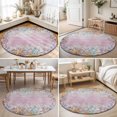 thumbnail image 4 of Large Round Rug 8Ft, Summer Beach Starfish Non-Slip Washable Circle Rugs Carpet, Pink Coastal Ocean Conch Wood Grain Indoor Outdoor Rug Floor Mats Throw Runner for Bedroom Living Room Bathroom, 4 of 8