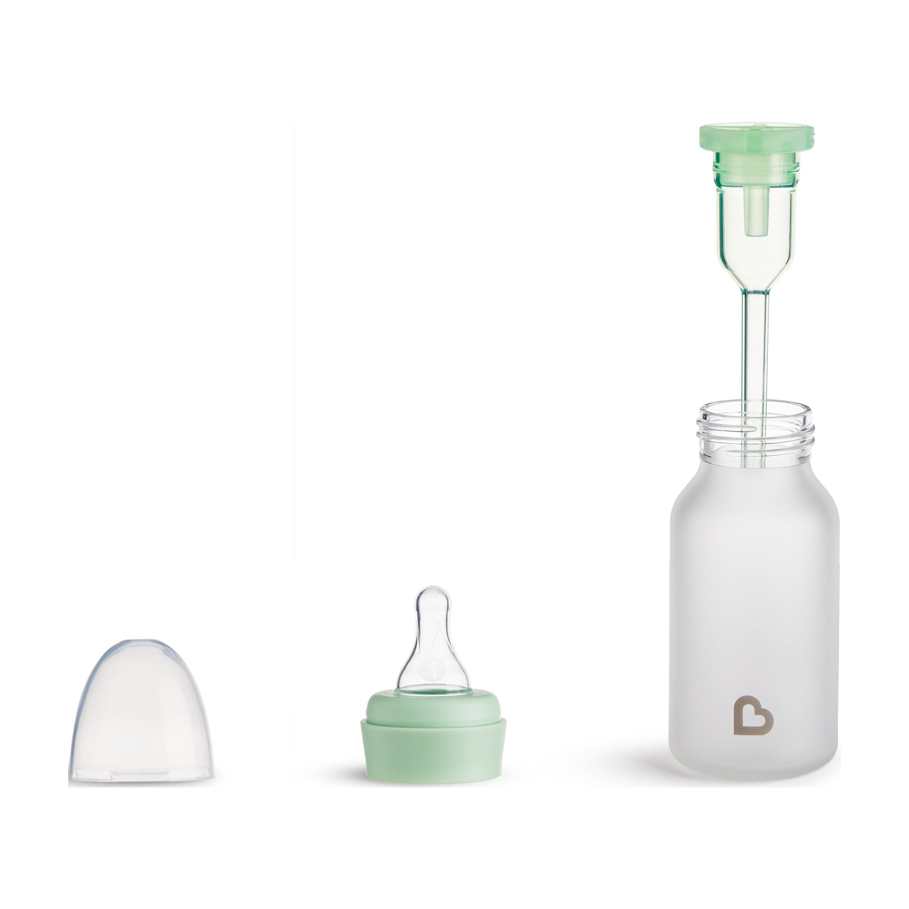 Munchkin Bond™ Silicone Coated Glass Baby Bottles - Anti-Colic Feeding System with Natural Feel Nipples, 4 ounce, 2 Pack, Green