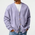 thumbnail image 2 of Lumtrix Mens Cardigan Sweater Waffle Knit Long Sleeve Cardigan Open Front Lightweight Casual Button Down Cardigan Loose V Neck Sweater Purple 4XL, 2 of 5