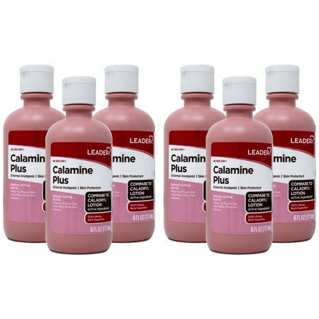LEADER Calamine Plus Anti-Itch Lotion, Skin Protectant Lotion for Fast-Acting Itch Relief, Poison Ivy, Insect Bites, Minor Skin Irritations, 6 FL OZ - 6 Pack
