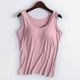thumbnail image 2 of Camiseta deportiva sin mangas de color liso para yoga para mujer: almohadilla en el pecho, sin aros, tirantes anchos, camiseta sin mangas informal, cuello redondo, ropa de verano, 2 of 3