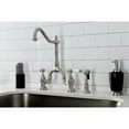 thumbnail image 3 of Kingston Brass KS7758PLBS English Country Two-Handle 3-Hole Deck Mount Bridge Kitchen Faucet with Brass Side Sprayer in Brushed Nickel, 3 of 7