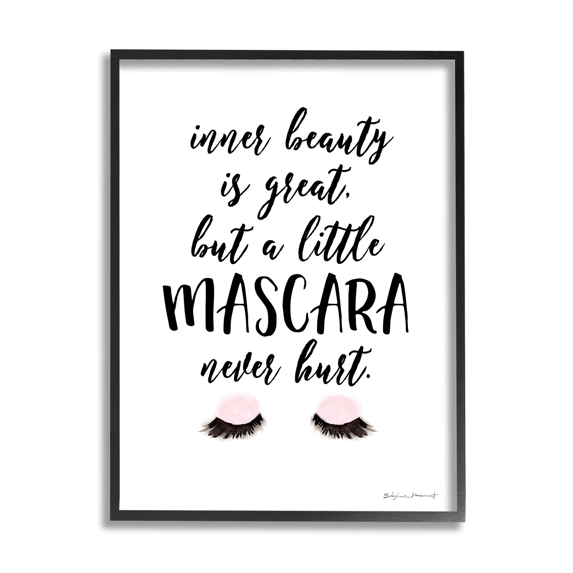 Stupell Industries A Little Mascara Never Hurt Phrase Glam Lashes, 24 x 30, Design by Stephanie Workman Marrott