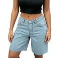 thumbnail image 4 of vdgthytj Jean Shorts Women Summer Wide Leg Mid Waist Baggy Streetwear Casual Denim Bermuda Shorts with Pockets, 4 of 7
