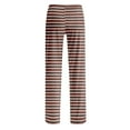 thumbnail image 6 of DENGDENG Fall Pajamas for Women Stretchy Striped Pajama Pants Funny Lounge Sleepwear Palazzo Pants Christmas Y2k Comfy Wide Leg Pjs Light Brown L, 6 of 6