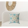 thumbnail image 3 of HomeRoots 417176 5 x 20 x 20 in. Off White & Blue Zippered Suede Geometric Throw Pillow, 3 of 5