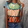 thumbnail image 4 of Camiseta de manga corta con cuello redondo para mujer, estampado de Halloween, informal, con estampado de blusa Pompotops hfajkhk140130, 4 of 6