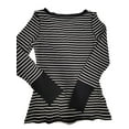 thumbnail image 3 of LMLYSoH Women Fashion Wild T-Shirts Stripe Round Neck Long Sleeve Shirts Spring Autumn Slim Fit Button-Up Tops Streetwear, 3 of 6