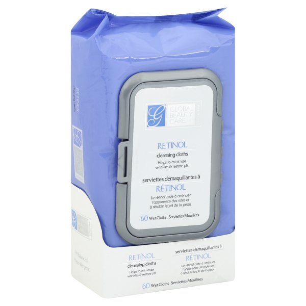Global Beauty Care Premium Retinol Cleansing Cloths, 60