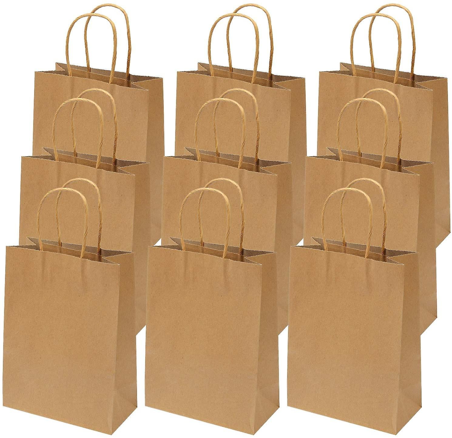 50 Sacs En Papier Kraft Avec Poignées - 14x8x22 Cm - Marron, Recyclables, Pour Emballage Cadeau, Shopping, DIY, Calendrier De L'Avent - 3