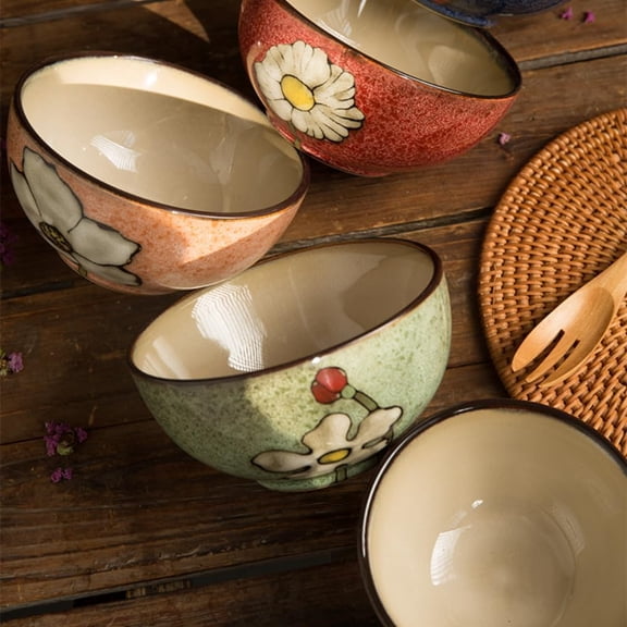 Ceramic Bowls Set of 4, For Cereal, Salad, Pasta, Soup, Ramen, Serving - Dishwasher, Microwave, and Oven Safe