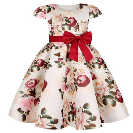 

Toddler Kids Girls Floral Flowers Prints Short Sleeves Beach Straps Dress Princess Clothes