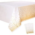 thumbnail image 1 of Mantel de plástico negro y dorado de 2 paquetes, 54 pulgadas x 108 pulgadas, rectangular, desechable, con lunares, para fiestas, adecuado para cumpleaños, graduaciones, restaurantes, decoración de, 1 of 5