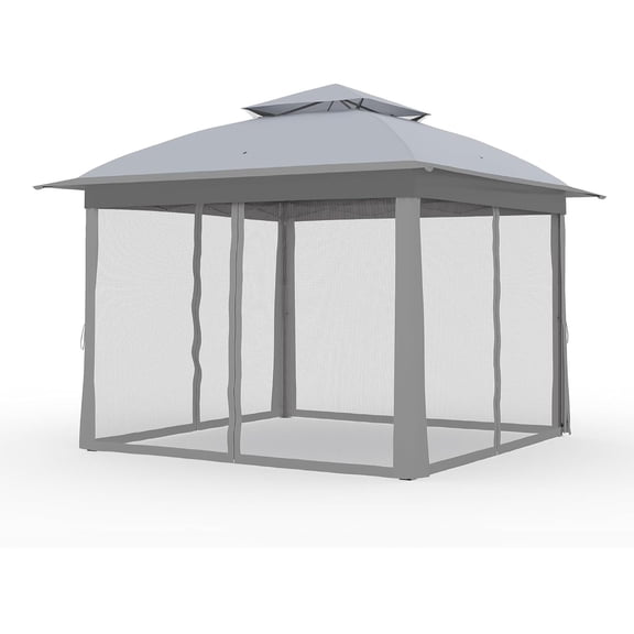 11x11 Pop Up Outdoor Gazebo Canopy – Waterproof, Mosquito Netting, Portable Carry Bag – Backyard, Patio, Garden Shelter – Easy Setup Pavilion, Grey