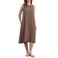 thumbnail image 2 of INSPIRE CHIC Women's Linen Dresses Crewneck Loose Fit Shift Sleeveless Sundresses Casual Tank Dress with Pockets S Brown, 2 of 6