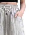thumbnail image 3 of Girl's Cargo Pants Loose Baggy Jeans Drawstring Elastic Waist Streetwear Y2K Barrel Pants with Pockets (5-15 Years Old) Beige 12-13Years, 3 of 5