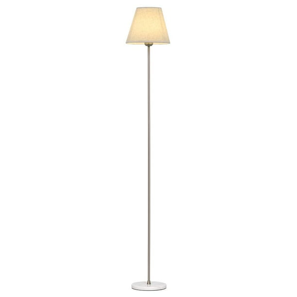Modern Tall Floor Reading Lamp Light With Fabric Linen Shade Marble Base Silver Reading Lamp Light With Fabric Linen