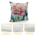 thumbnail image 4 of Creowell Tulip Pillow Covers Spring Lumbar Pillow Cover Pink Floral Pattern, Butterfly Flowers Throw Pillows for Couch Sofa Seasonal Home Front Door Porch Chair Car Decorative Pillowcase 18x18in, 4 of 5