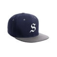 thumbnail image 2 of Daxton Classic Snapback Hat Old English Font Alphabet A to Z Flat Bill Visor Cap, Navy Light Grey Hat, White S, 2 of 3