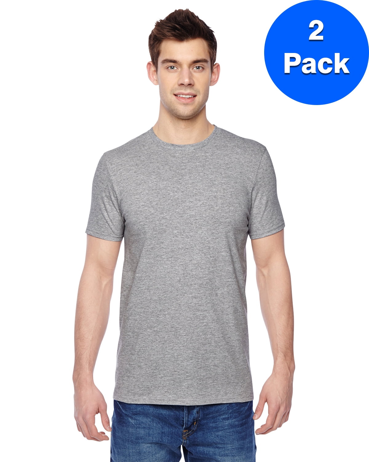 Mens Cotton Jersey Crew T-Shirt SF45R (2 PACK) - Walmart.com