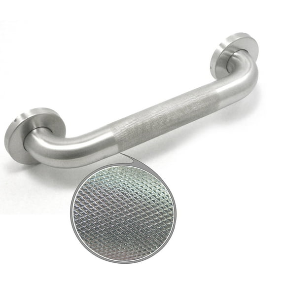 WingIts WGB6SSKN18 STANDARD Grab Bar, Diamond Knurled Grip, Concealed Mount, Satin Knurled Stainless Steel, 18-Inch Length by 1.50-Inch Diameter (21-Inch Overall Length) CA1