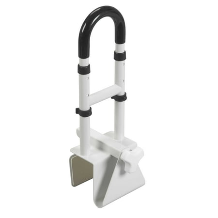 Drive Medical White Steel Bathtub Clamp-On Bathtub Grab Bar 3 to 7 Inch Width