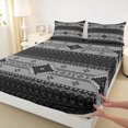 thumbnail image 3 of Feelyou Bohemian Triangle Print Full Size Sheets, Black Grey Hippie Aztec Bed Sheets, Teens Adult Women Men Sheet Sets, Breathable Home Decor, 4pcs, 3 of 7