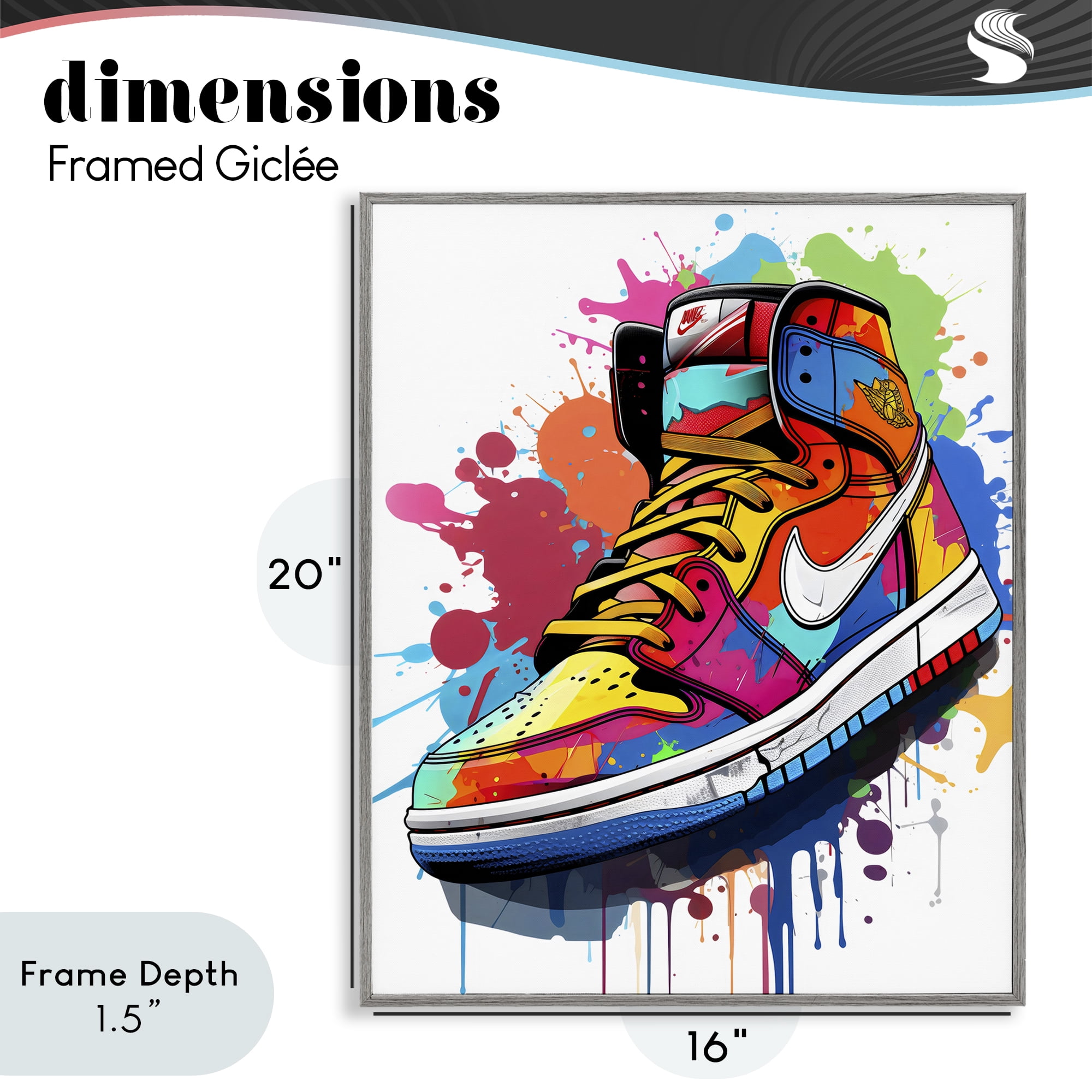 Stupell Industries Graffiti Sneaker on White Gray Framed Giclee Art, design by Creative Studio