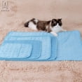 thumbnail image 2 of Gustave Pet Cooling Mat for Kennel Sofa Car Seats Dog Cat Bed Mattress Ice Silk Material Dissipates Heat Self Cooling Pad "L, Blue", 2 of 10