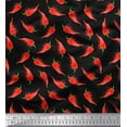 thumbnail image 1 of Soimoi Black Rayon Fabric Chilli Vegetable Print Sewing Fabric Yard 58 Inch Wide, 1 of 3