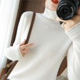 thumbnail image 4 of NMMUED Turtleneck Sweater Women Pullover Sweaters for Women Lightweight Sweaters for Women Knit Sweater for Women Loose Sweaters for Women, White M, 4 of 5