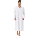thumbnail image 1 of Camisón de hombre Camisón de dormir largo Camisón con capucha Pijama de camisón blanco XL, 1 of 5