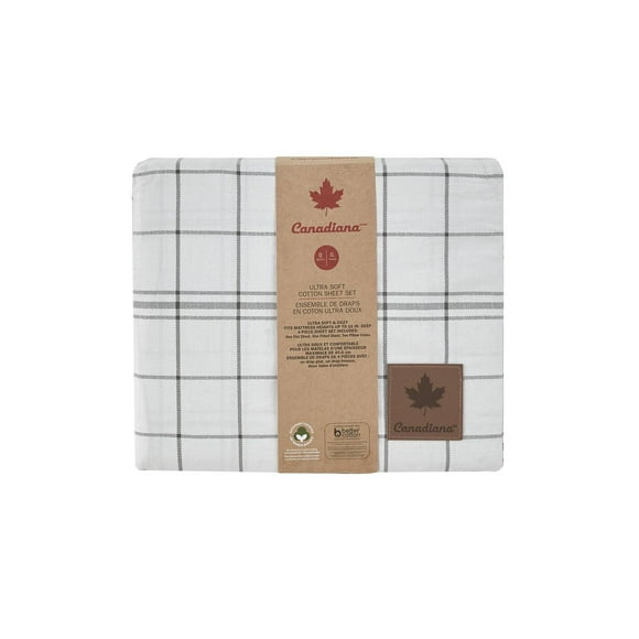 4 pièce Ensemble de Draps en Coton Ultra Doux Canadiana