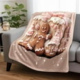 thumbnail image 3 of Christmas Throw Blanket Gingerbread Man Box Cartoon sanwfall Pink Soft Flannel Indoor Decorations Comfort Blankets for Healing Living Room Bedroom Fluffy Pink Christmas Decor Christmas Bedding, 3 of 9