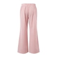 thumbnail image 5 of Tbopshirt Women Striped Linen Blend Wide Leg Pants Elastic Drawstring Lace-Up High Waist Pull On Trousers with Pockets for Summer Beach Casual,Red,Size:S-XXL, 5 of 8