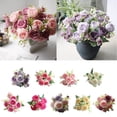 thumbnail image 4 of HCBY Artificial Silk Peony Flowers Bouquet, Fake Peony Bridal Wedding Bouquet for Centerpieces, Valentines Day Home Decor, 12.6"x7.8" with 5 Large & 4 Small Flower Heads(Rose Red), 4 of 5