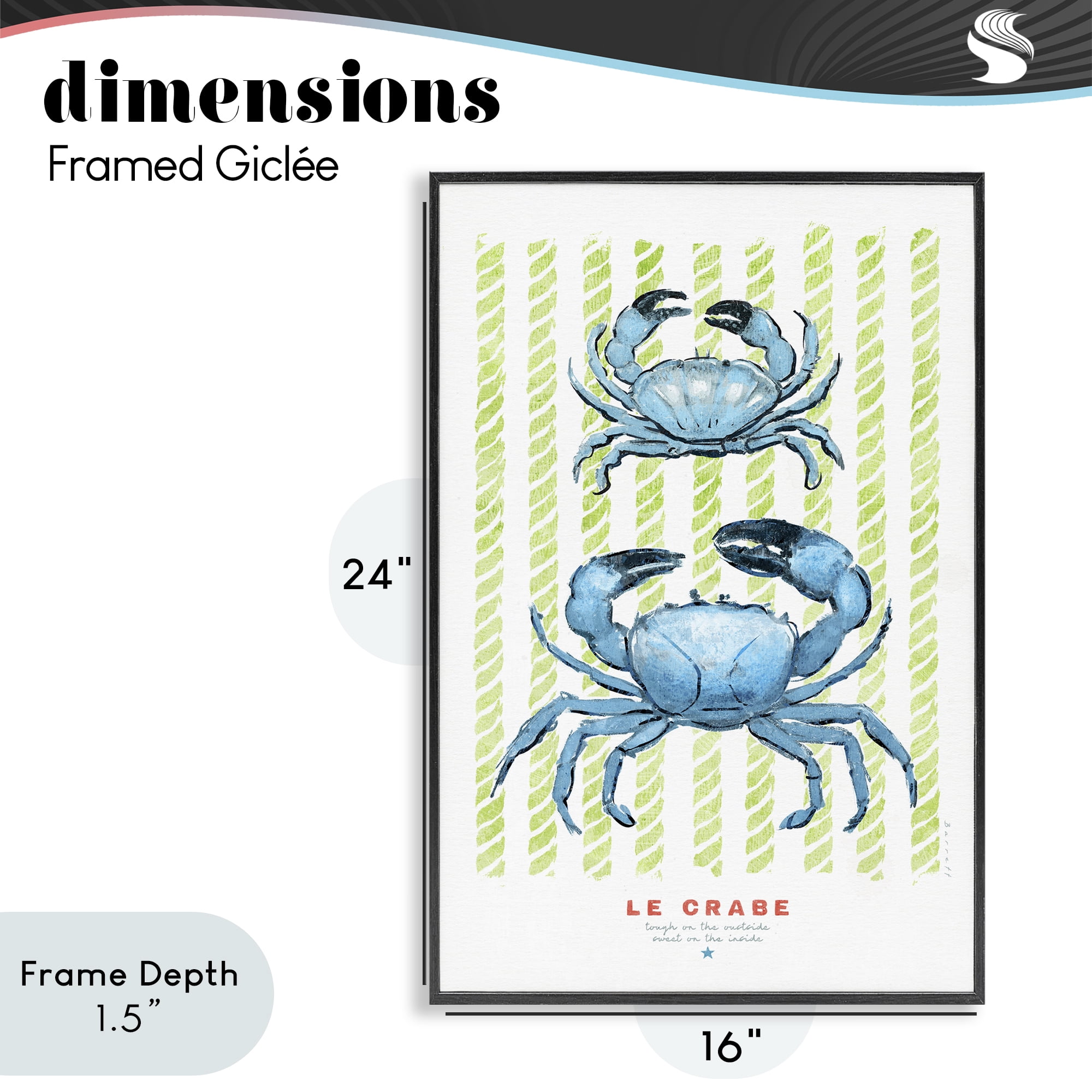 Stupell Industries Modern Bistro Crabs Black Framed Giclee Art, design by Chad Barrett