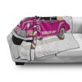 thumbnail image 3 of Cars Soft Flannel Fleece Throw Blanket, Convertible Car Fifties Curved Edges Vintage Vehicle Vibrant Colored Automobile, Cozy Plush for Indoor and Outdoor Use, 70" x 90", Hot Pink Peach, by Ambesonne, 3 of 6
