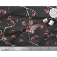 thumbnail image 1 of Soimoi Black Heavy Satin Fabric Dry Leaves & American Goldfinch Bird Print Fabric by Yard 56 Inch Wide, 1 of 3