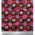 thumbnail image 1 of Soimoi polyester Crepe Fabric Leaves,Periwinkle & Peony Floral Print Sewing Fabric Yard 42 Inch Wide, 1 of 1