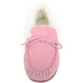 thumbnail image 2 of Snugrugs Womens Wool Lined Moccasin Slippers with Rubber Sole & Wool Cuff - Pink - US 5, 2 of 7