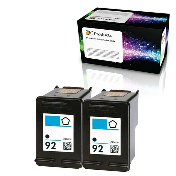 Remanufactured Compatible Ink Cartridge for HP 92 for HP PSC 1510 PhotoSmart C3180 C4180 C3100 Deskjet 5440 D4160 Printers (2 Black)