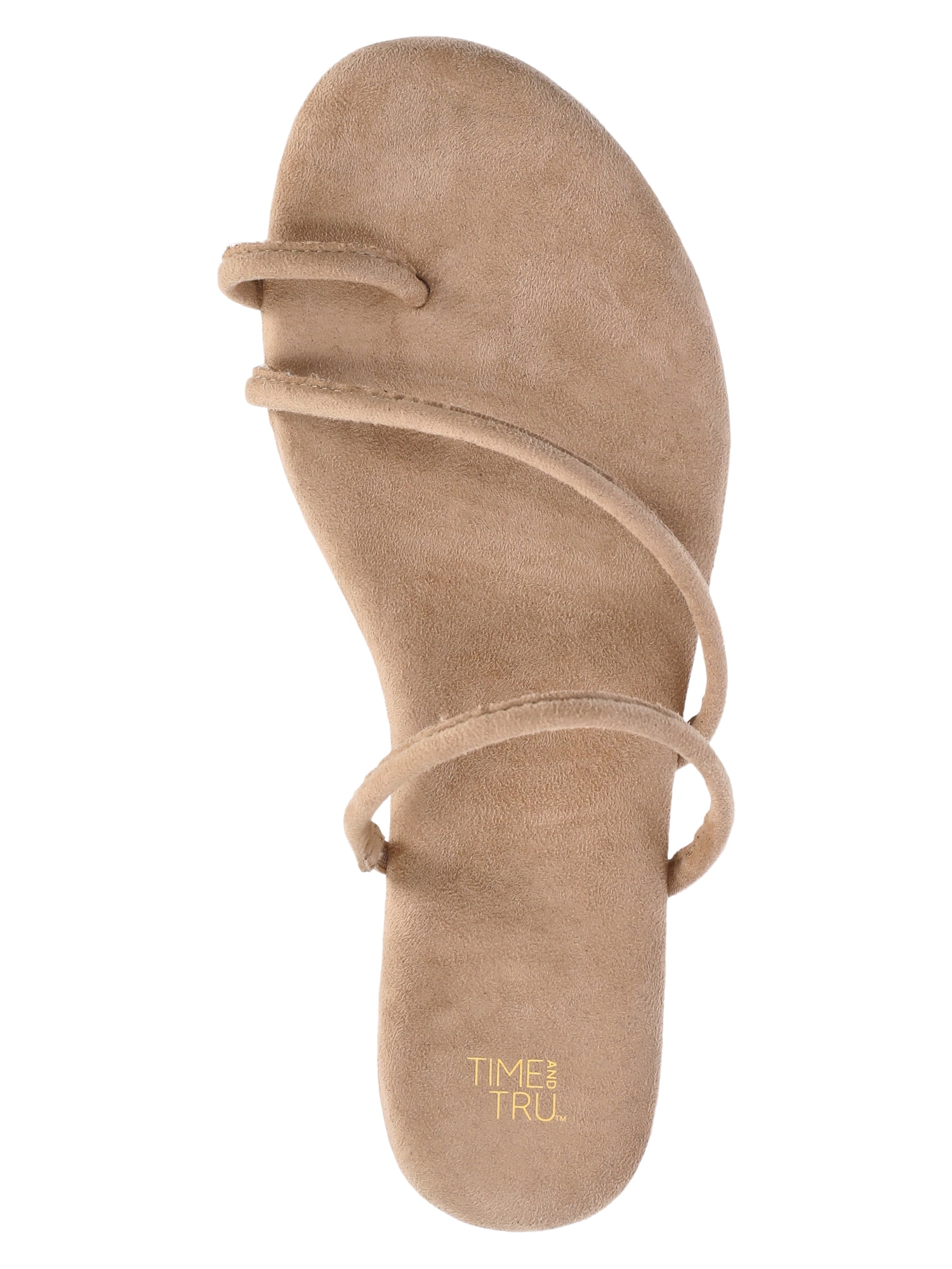 Time and Tru Women's Faux Suede Barely There Toe Loop Sandals