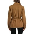 thumbnail image 3 of INSPIRE CHIC Women's Utility Jackets Drawstring Waist Flap Pocket Zip Button Jackets M Caramel, 3 of 6