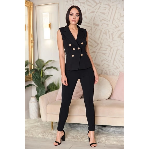 Fashion Top And Pants Set Black S